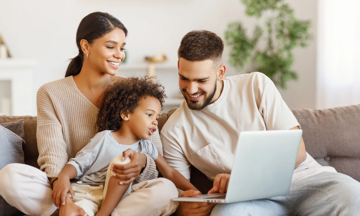 Image of a family registering online